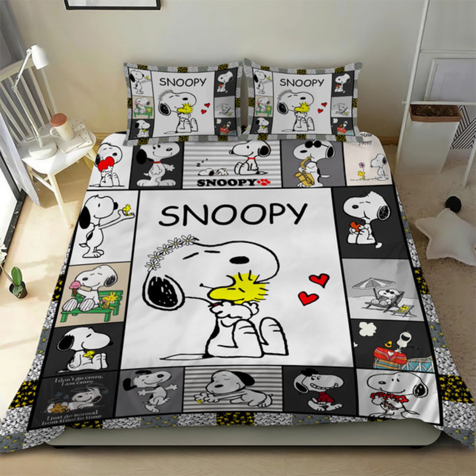 Snoopy Bettwäsche Set mit 2 Kissenbezüge Abdeckung Bettbezug Etsy