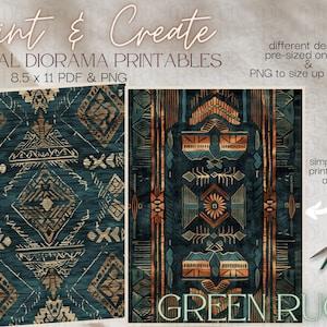 Green Rugs - Print and Create- Printable Dollhouse Rugs - Diorama Props ...