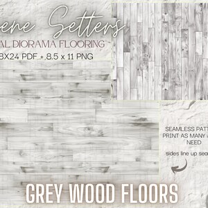 May include: Digital printable grey wood floor pattern. Seamless pattern for diorama flooring. 18x24 PDF + 8.5 x 11 PNG.