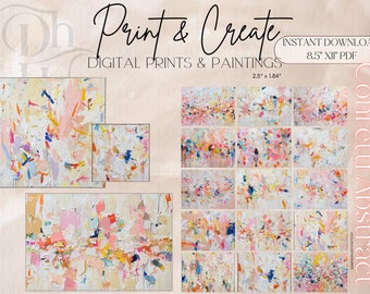 Confetti Abstract Portraits- Print & Create | Printable Dollhouse Art Paintings | Digital Instant Download