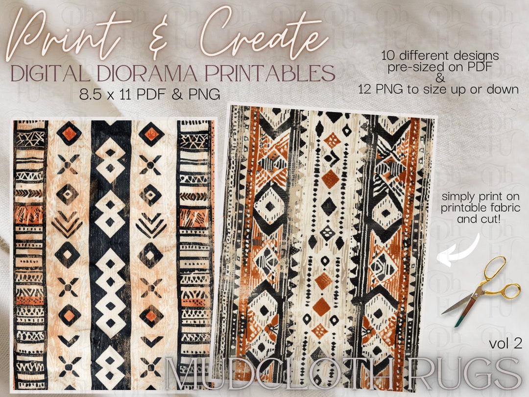 Mudcloth Rugs Vol 2 - Print and Create- Printable Dollhouse Rugs ...