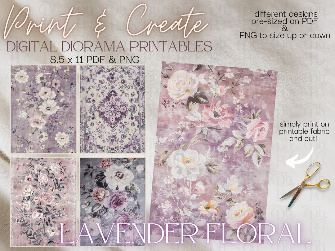 Lavender Floral Rugs- Print and Create- Printable Dollhouse Rugs ...