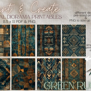 Green Rugs - Print and Create- Printable Dollhouse Rugs - Diorama Props ...