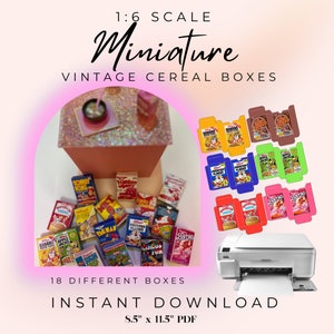 1:6 Miniature 80s Vintage Cereal Box Printable | Printable Cereal Boxes For Dolls