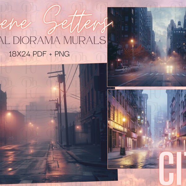 Scene Setters- CITY- Doll Diorama Murals- Digital Download- Printable Background Wallpaper