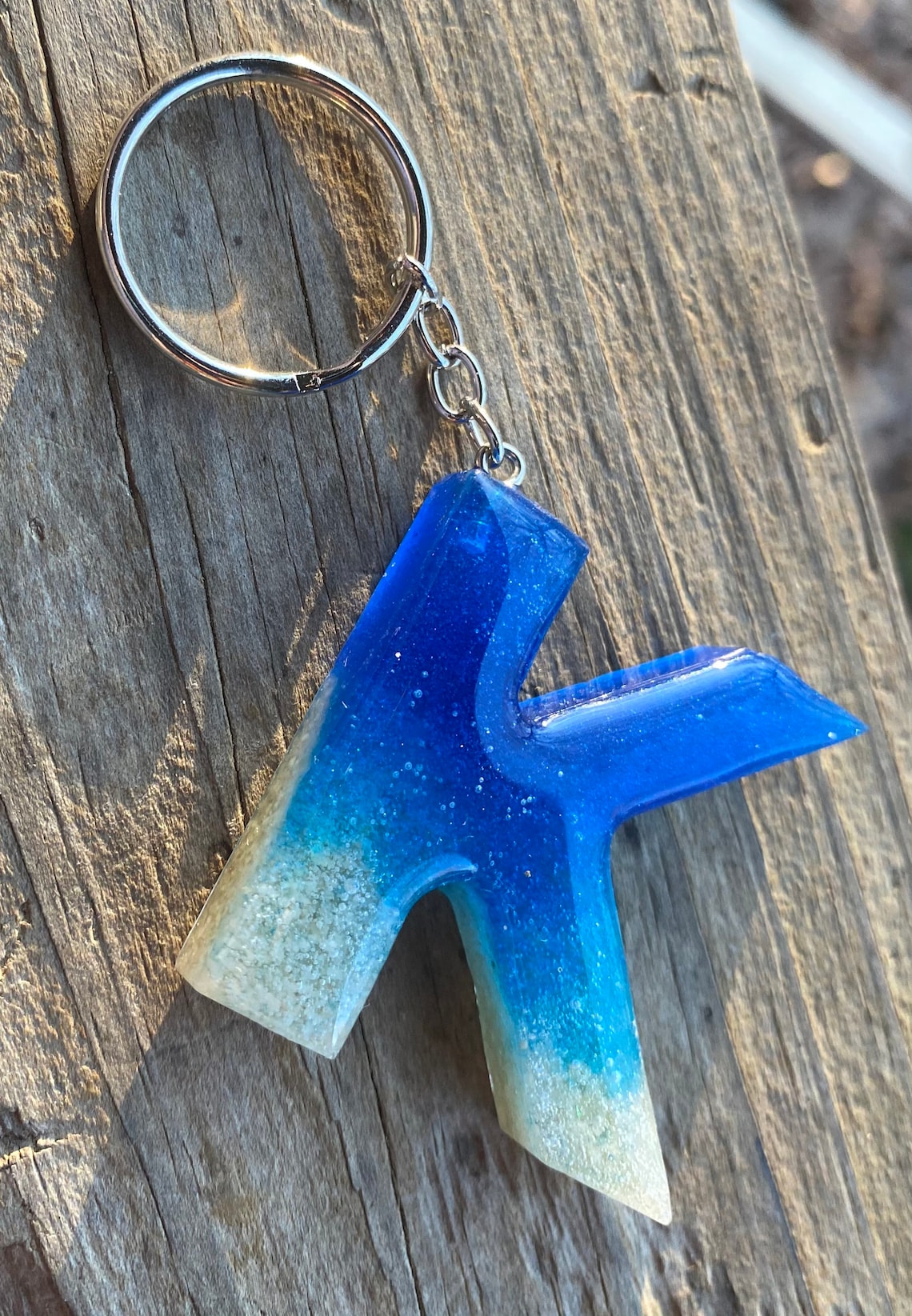 Ocean Themed Letter K Keychain Etsy