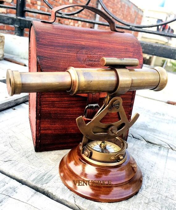 VINTAGE BRASS SURVEY Theodolite Alidate Telescope Compass Joined Marine