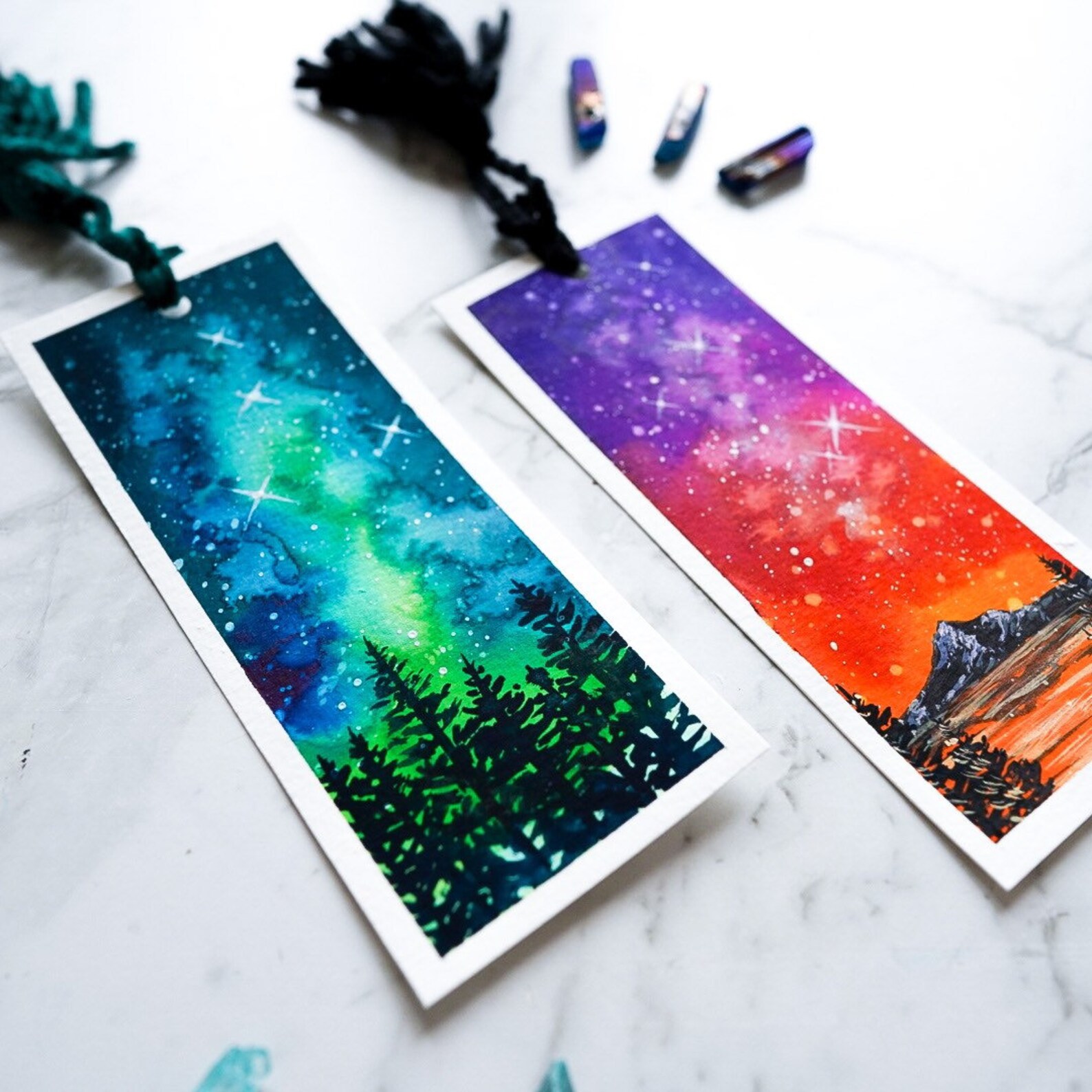 Watercolour Galaxy Bookmarks bundle of 2 Etsy
