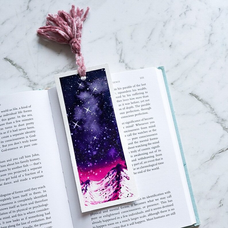Set of 2 Watercolor Bookmarks Aesthetic Handmade Bookmark Etsy