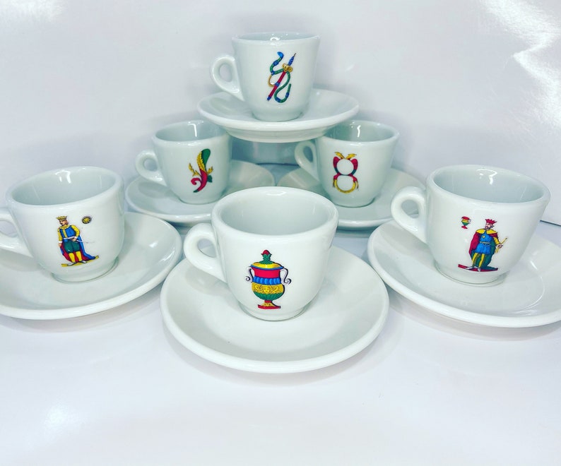Italian Playing Cards Espresso Cups Etsy