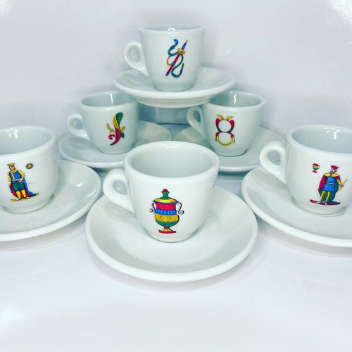 Italian Playing Cards Espresso Cups Etsy