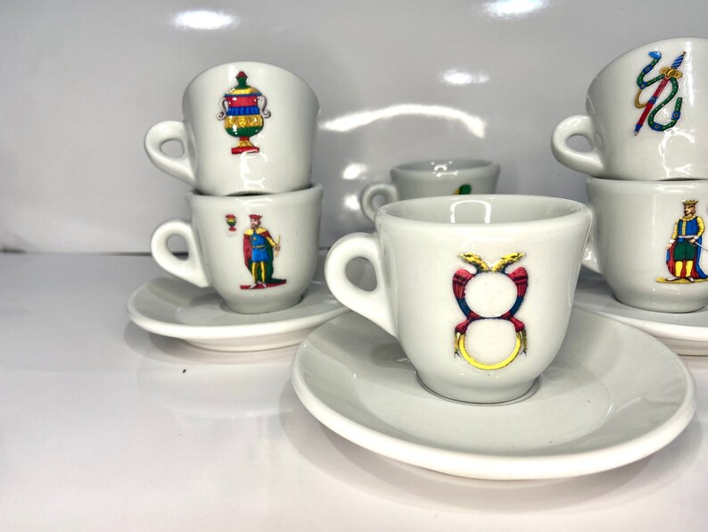 Italian Playing Cards Espresso Cups Etsy