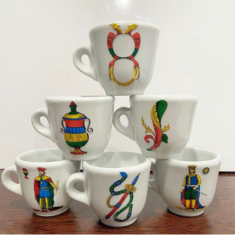Italian Playing Cards Espresso Cups Etsy