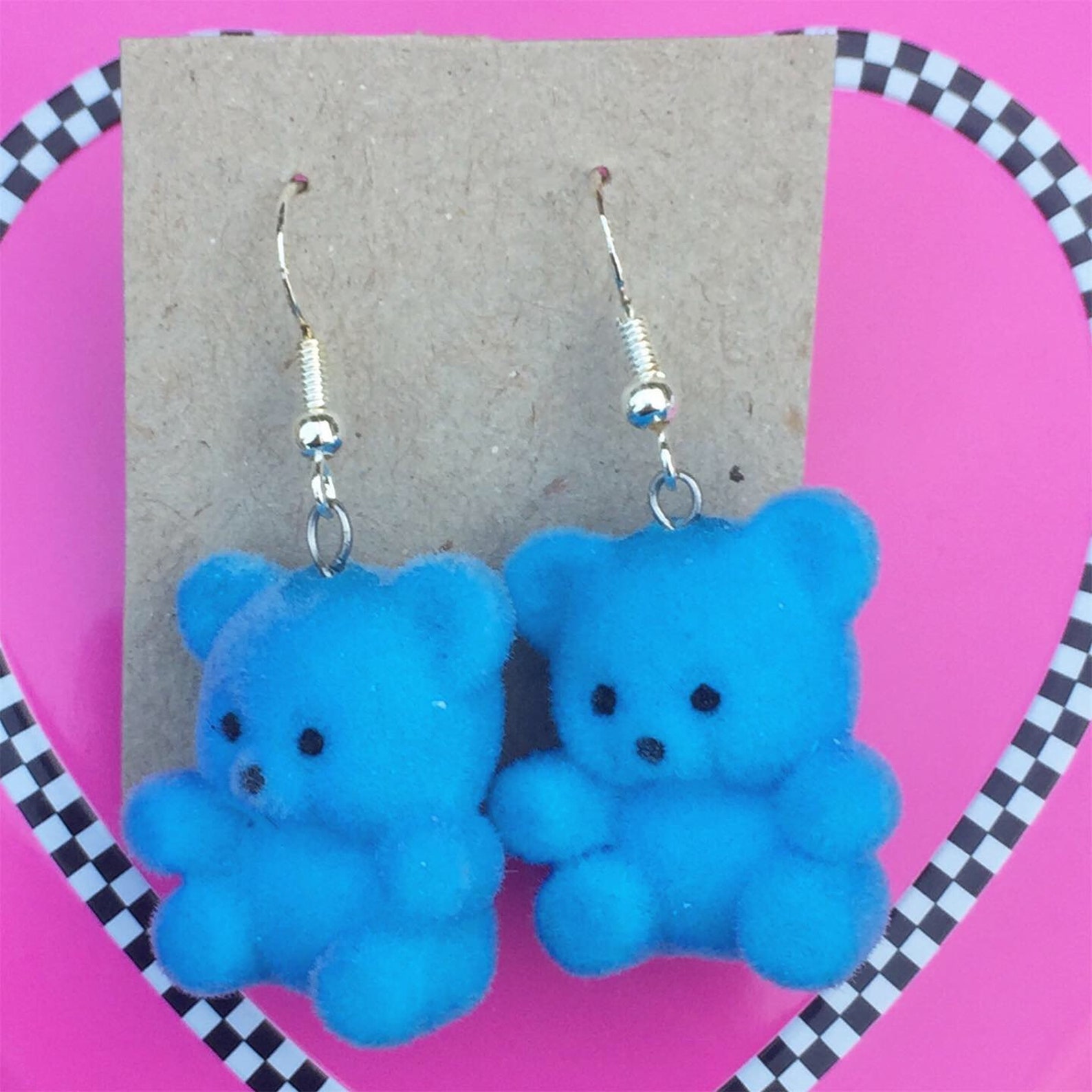 Hypoallergenic Teddy Bear Earrings in Blue Green Yellow and | Etsy