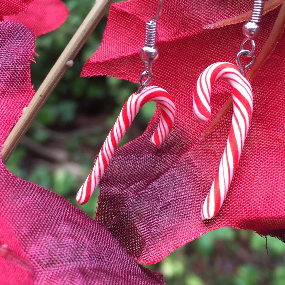 Candy cane earrings Etsy