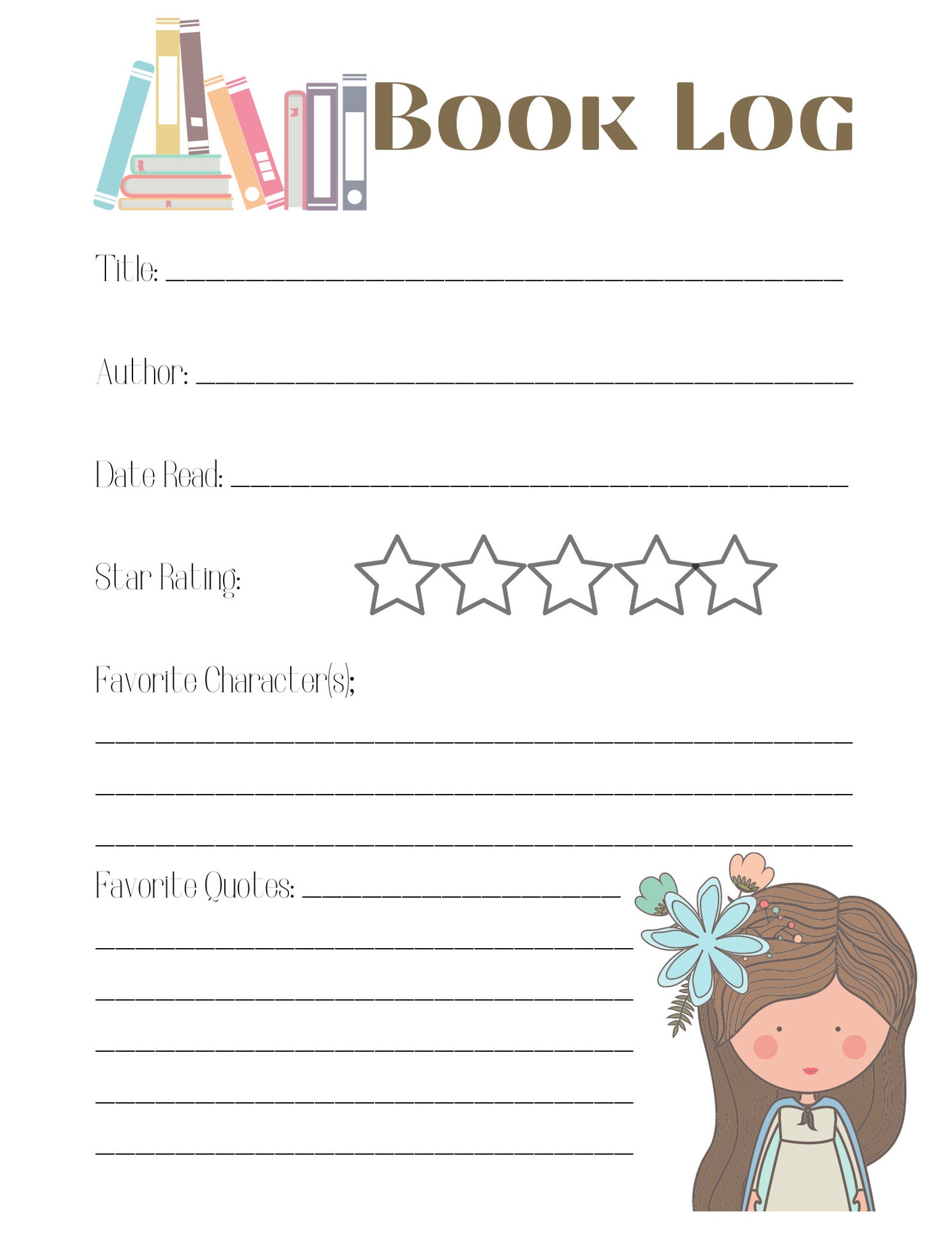 Book Log Sheets Reviews Log Tracking Etsy