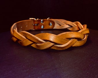 Magic Braided genuine leather DOG COLLAR