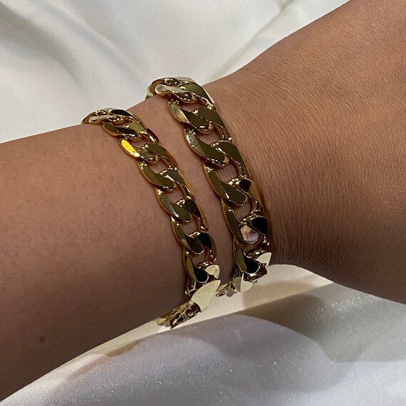 Unisex 14K Gold Filled Large 3 Link Bracelet - Etsy Unisex 14K Gold Filled Large 3 Link Bracelet - Etsy