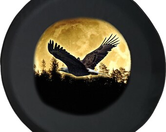 Bald Eagle Full Moon Spare Tire Cover - Camper, SUV