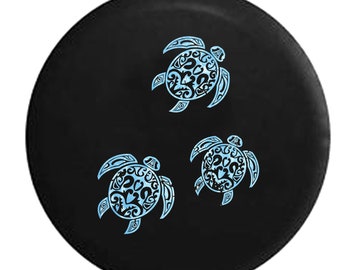 Tropical Sea Turtles Spare Tire Cover for Jeep, Camper, SUV With or Without Backup Camera Hole