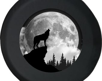 Howling Wolf Full Moon Tire Cover: Camper, SUV