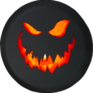Evil Jack o&#39; Lantern Pumpkin Halloween Tire Cover: Jeep, Camper, SUV