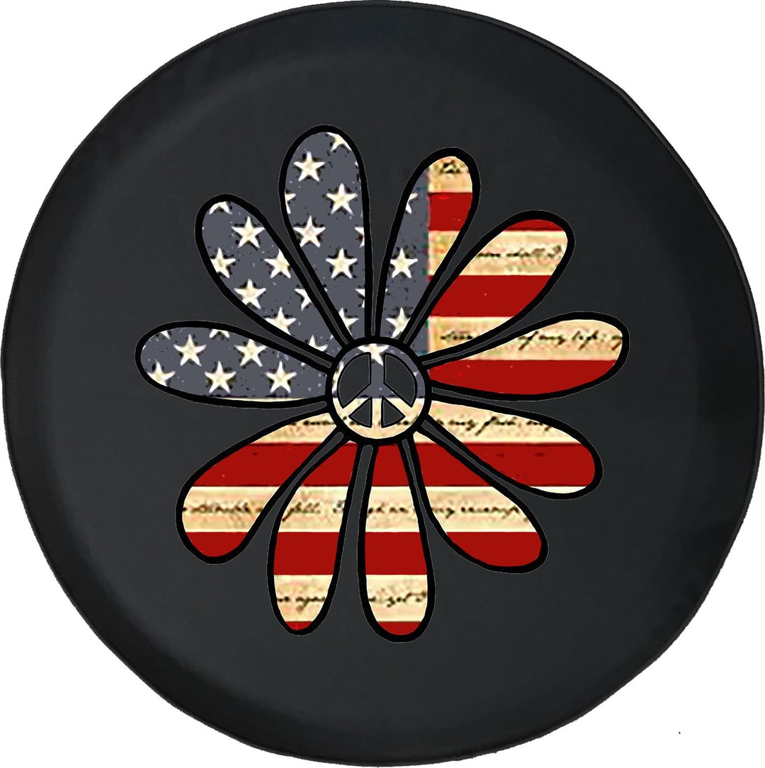 Vintage American Flag Flower Tire Cover for Jeep Camper SUV Etsy