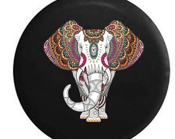 Elephant Spare Tire Cover for Jeep, Camper, SUV With or Without Backup Camera Hole
