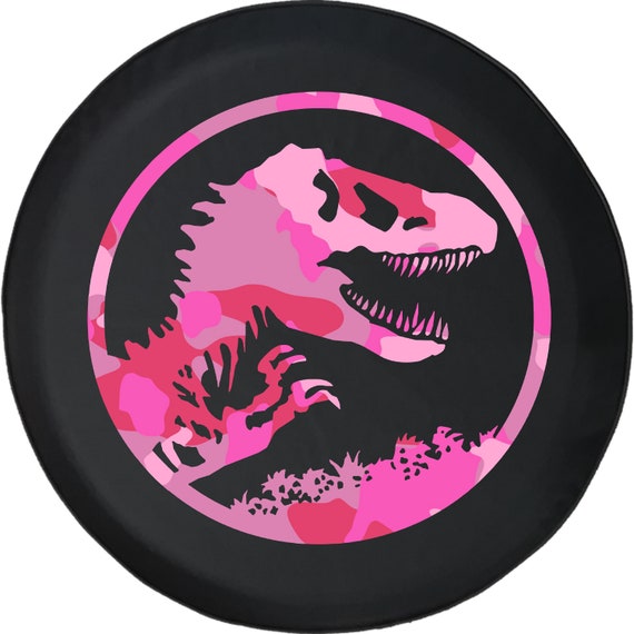 Pink Camo Dinosaur Spare Tire Cover:  Camper, SUV