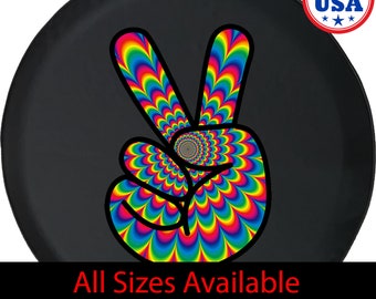 Psychedelic Peace Sign Spare Tire Cover: Camper, SUV