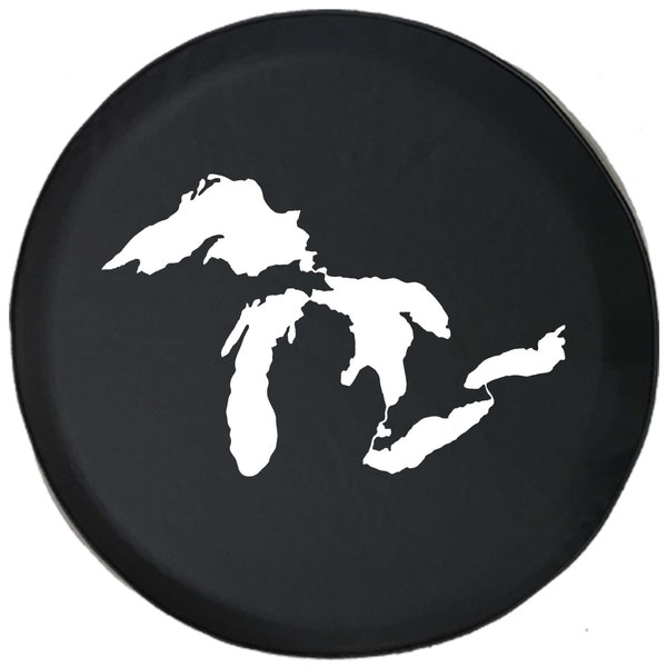 State of Michigan Great Lakes Spare Tire Cover Spare Tire Cover for Jeep, Camper, SUV With or Without Backup Camera Hole