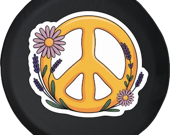 Peace Sign Tire Cover: Hippie Flower Power for SUV, Camper