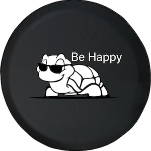 Be Happy Cool Turtle Tire Cover  for Jeep, Camper, SUV With or Without Backup Camera Hole