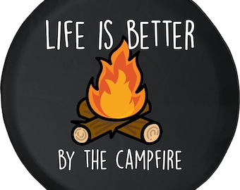 Campfire Spare Tire Cover: Camper, SUV - With/Without Camera