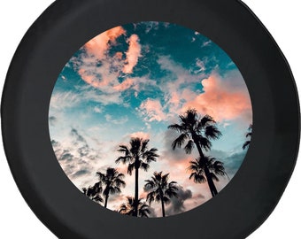 Tropical Palm Sunset Spare Tire Cover:  Camper, SUV