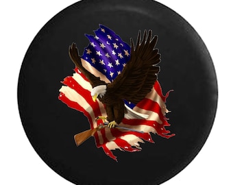 American Flag Eagle Spare Tire Cover: Patriotic SUV, Camper