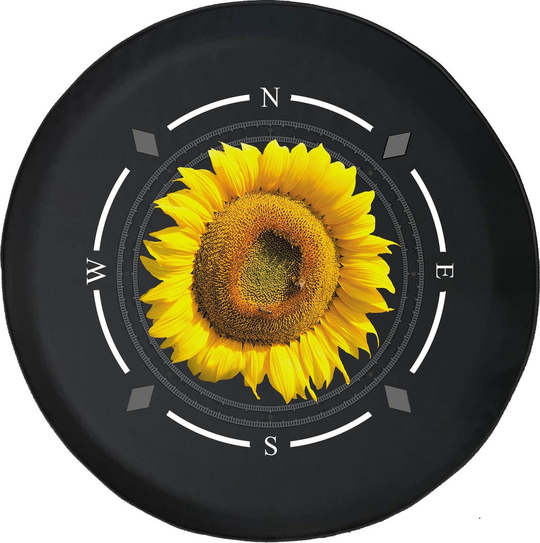 Yellow Sunflower Pretty Flower Compass Spare Tire Cover for Etsy UK