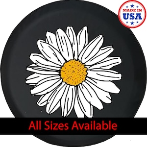 White Flower Girls Spare Tire Cover for Jeep, Camper, SUV With or Without Backup Camera Hole