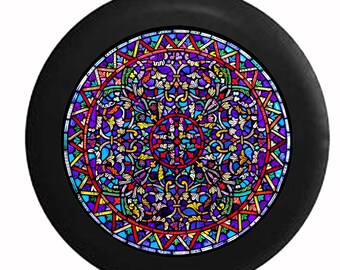 Stained Glass Mosaic Spare Tire Cover: Camper, SUV