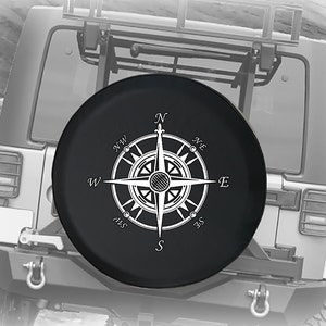 Nautical Compass Spare Tire Cover for Jeep, Camper, SUV With or Without Backup Camera Hole