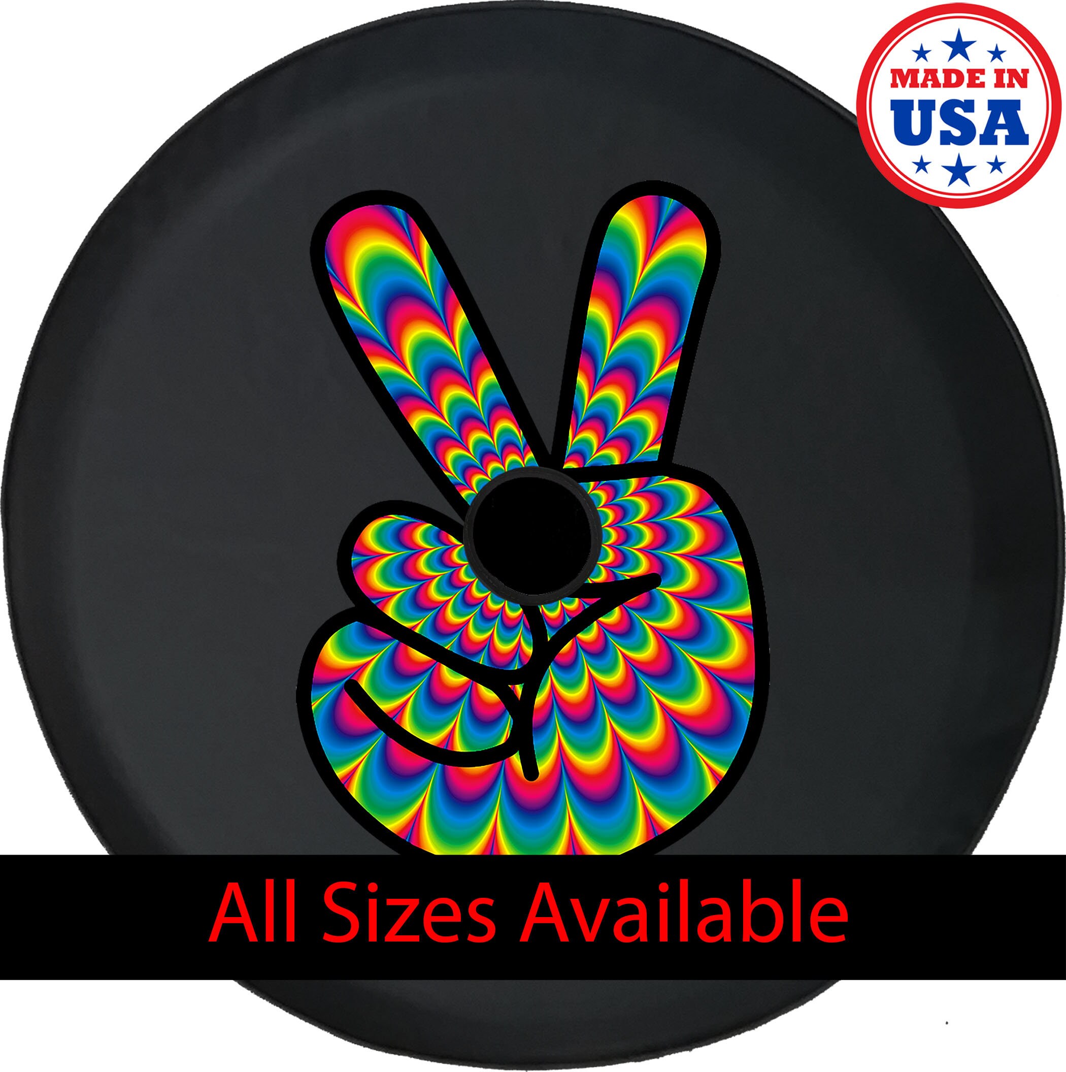 Psychedelic Peace Sign Spare Tire Cover for Jeep Camper SUV Etsy