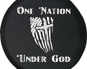 American Flag Cross Tire Cover: One Nation Under God, SUV, Camper