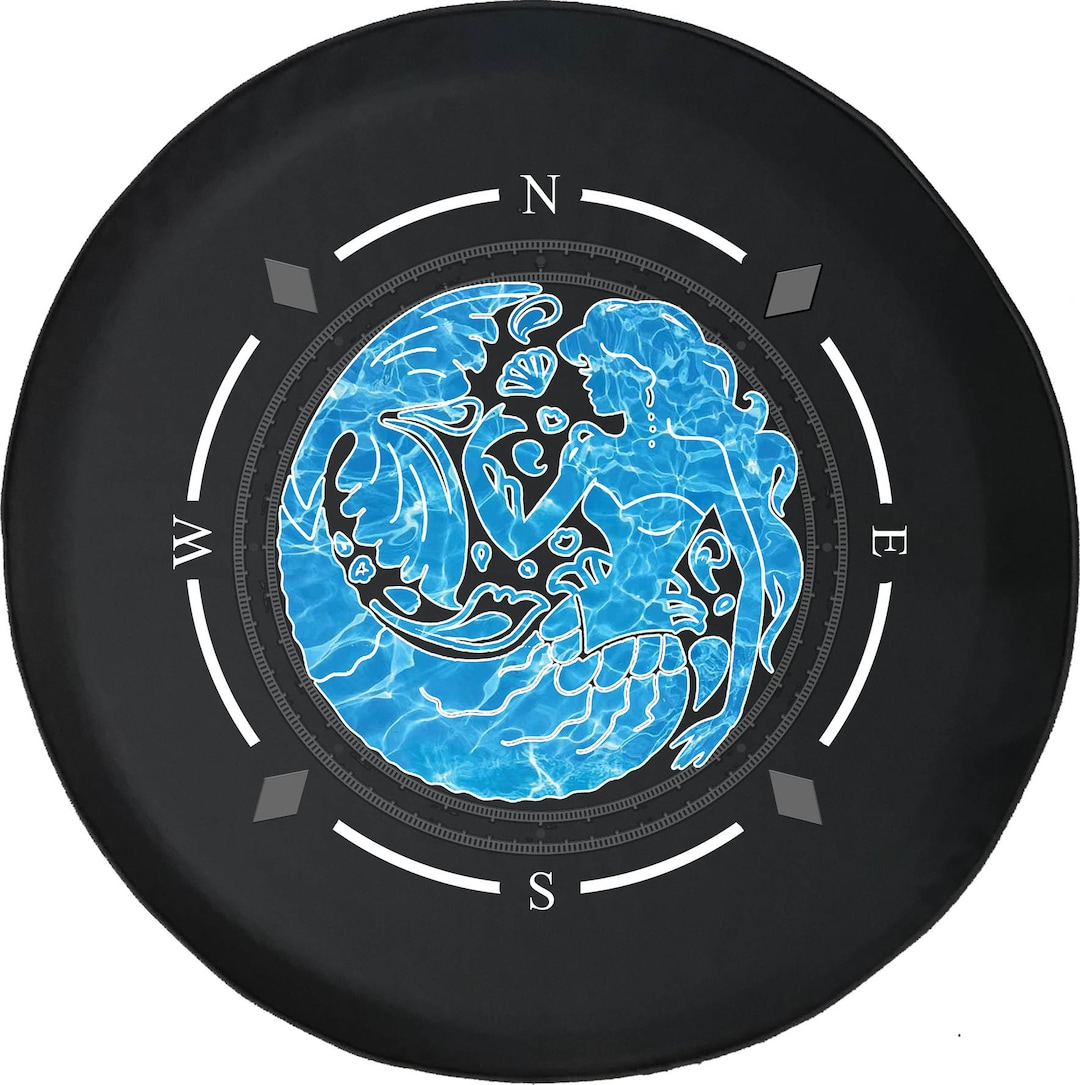 Aqua Mermaid Ocean Water Compass Spare Tire Cover for Jeep Etsy