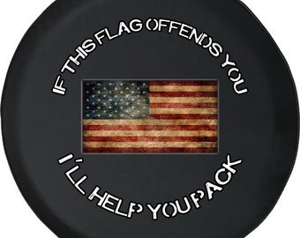 Vintage American Flag Tire Cover: Funny Patriotic Camper, SUV