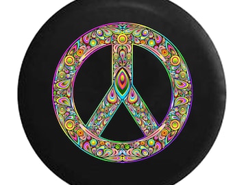 Hippie Peace Sign Spare Tire Cover: UV Treated for SUV, Camper