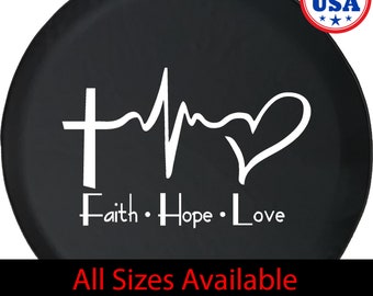 Faith Hope Love Flag Tire Cover for SUV Camper