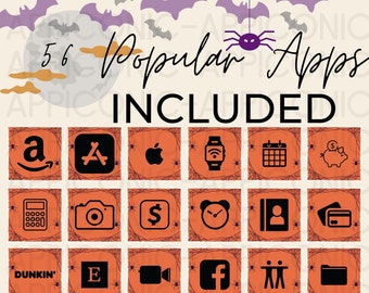 Cute Halloween Icons, October App Icons, Home Screen Apps, iPhone Home Screen, iOS 14 App Icons, iPhone App Icons, Halloween Aesthetic,