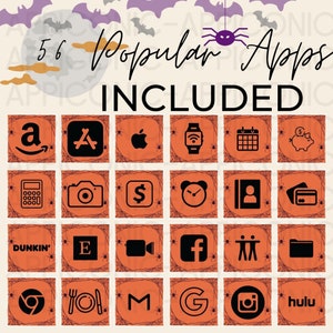 Niedliche Halloween Icons, Oktober App Icons, Home Screen Apps, iPhone Home Screen, iOS 14 App Icons, iPhone App Icons, Halloween Aesthetic,