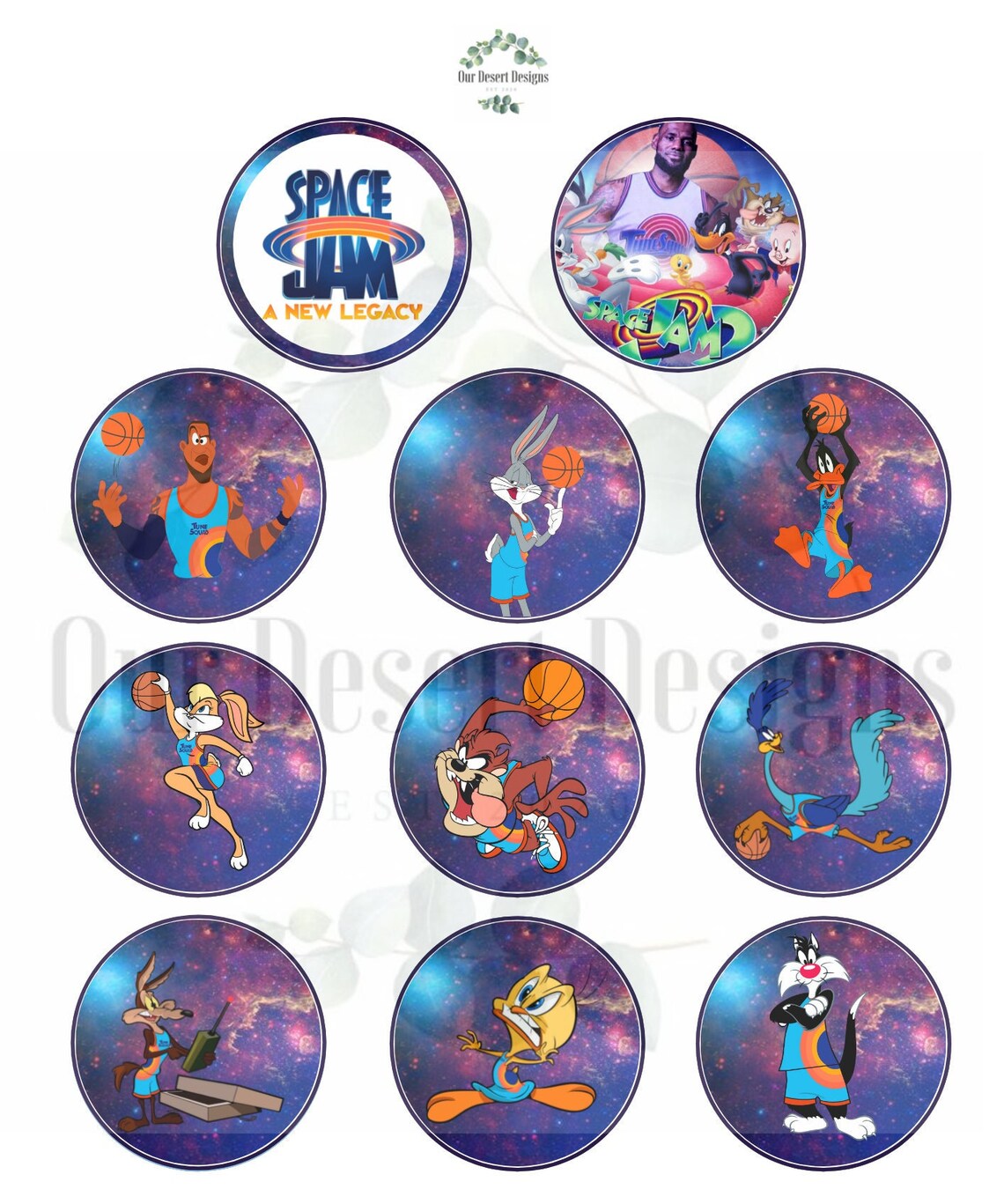 Space Jam Cupcake Toppers PNG/PDF Printable Instant Etsy New Zealand