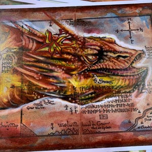 Smaug on Map Mini Print